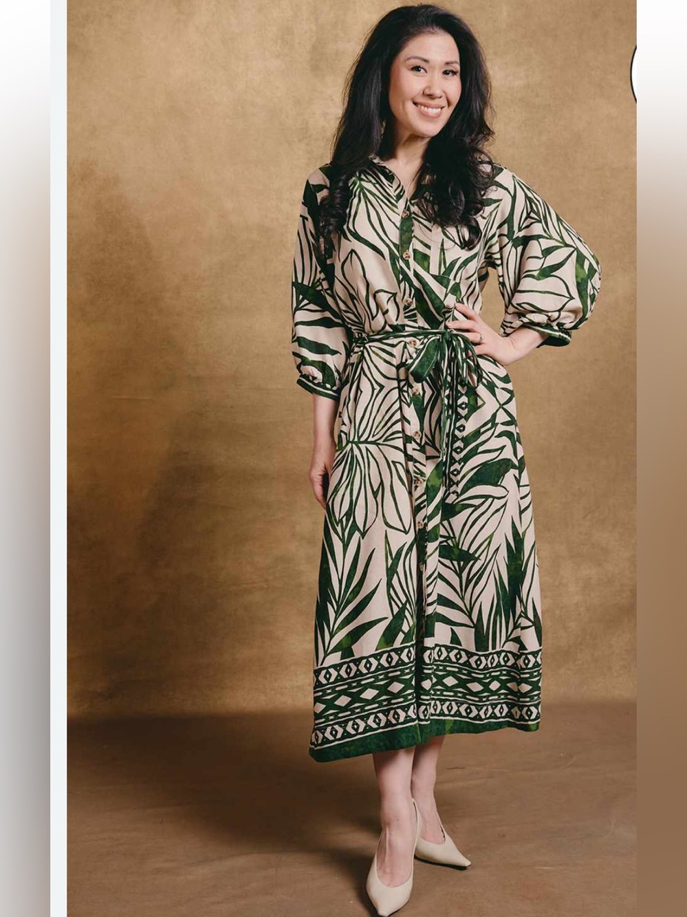 Dress forum green tropical maxi dress NWOT SIZE M
